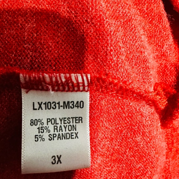 Loveappella Tamar Colorblock Hoodie with thumb holes. 3X. Red black and grey. - Picture 5 of 5